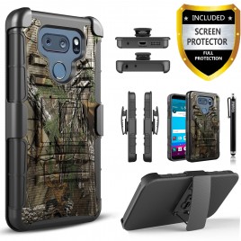 LG V30 Case, Dual Layers [Combo Holster] Case And Built-In Kickstand Bundled with [Premium Screen Protector] Hybird Shockproof And Circlemalls Stylus Pen (Camo)